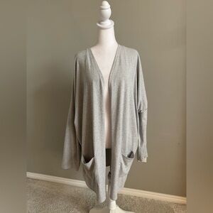 Natural Reflections Heather Gray Lightweight Long Cardigan Sweater